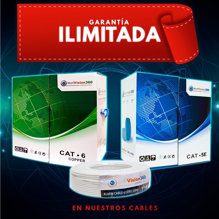 Netvision360's tweet photo. ¿Sabías que todos los cables #Netvision360 tienen garantía ILIMITADA? Sí, tal como leíste...ILIMITADA! 🏆 https://t.co/5agnPE9Y4W