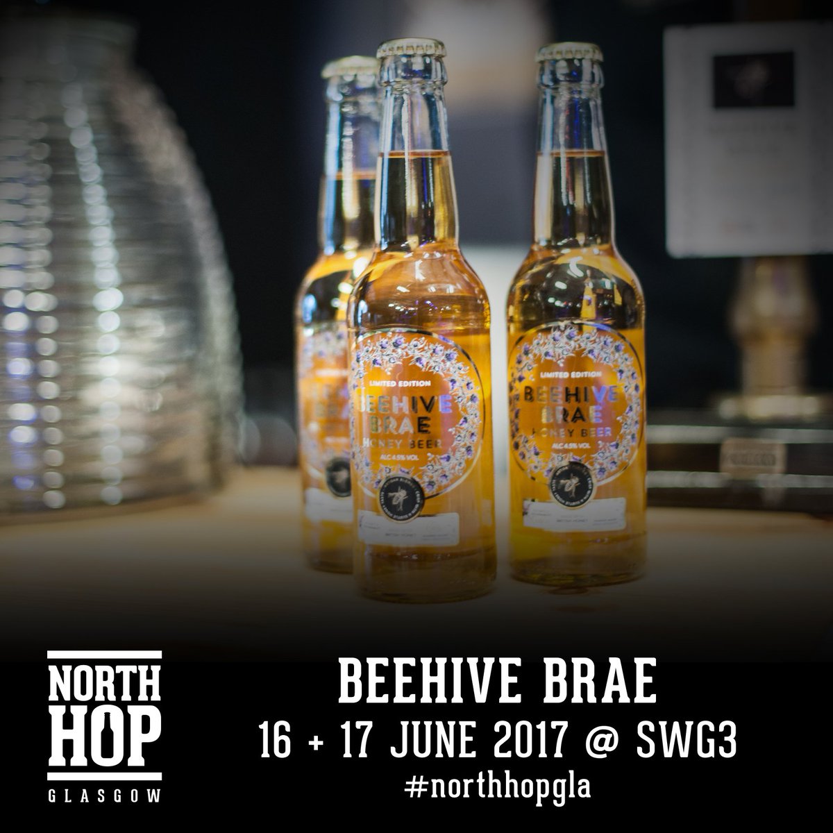 NorthHop's tweet photo. Bringing the buzz &amp; #beer to #northhopgla it's @beehivebrae tickets on sale now for the #Glasgow #Festival on 16 and 17 June at @SWG3glasgow https://t.co/EfopZROi80
