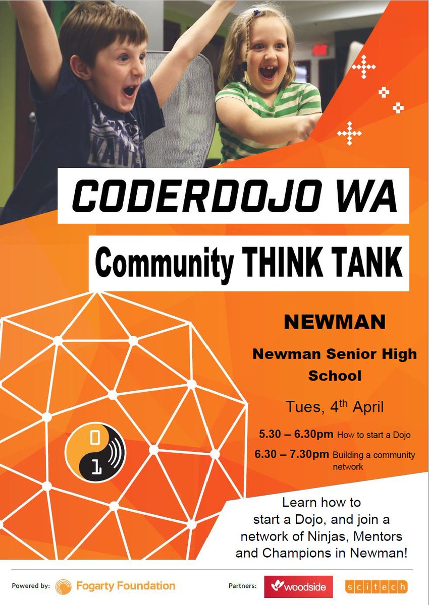 CoderDojoWA's tweet image. Hey NEWMAN!! #CoderDojoWA will see you soon! Come along on the 4th to learn more about the Dojo network in Newman! #GetKidsCoding #Pilbara