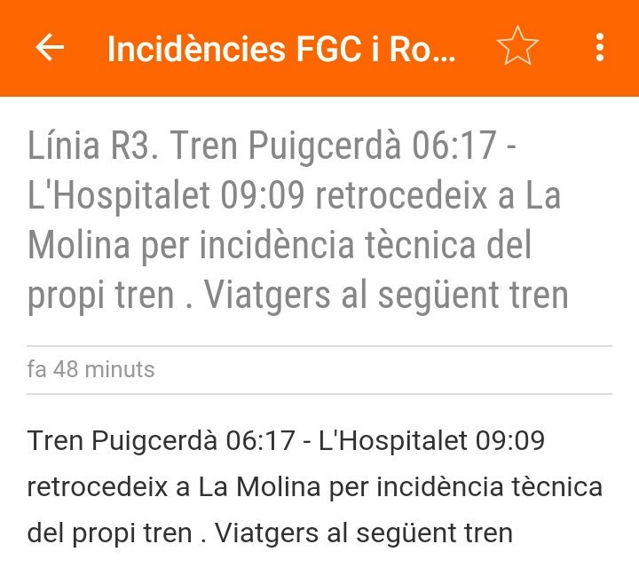 VolemFGC's tweet photo. Com sempre a #Rod3, informació clara i sense contradiccions: problemes tècnics o condicions climatològiques adverses? Suspens... #VolemFGC https://t.co/NNNw5szIp8