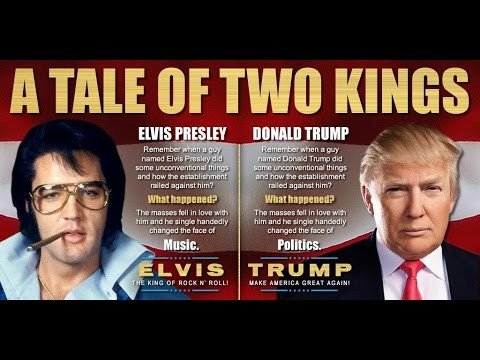 TCLS2016's tweet image. A tale of two kings #Trump #elvispresley  #mondaymotivation  #TheWalkingDead  #UniversityChallenge  #Funny   #Trumpcare #FuckObamacare 🎸🎶🚻💯✅