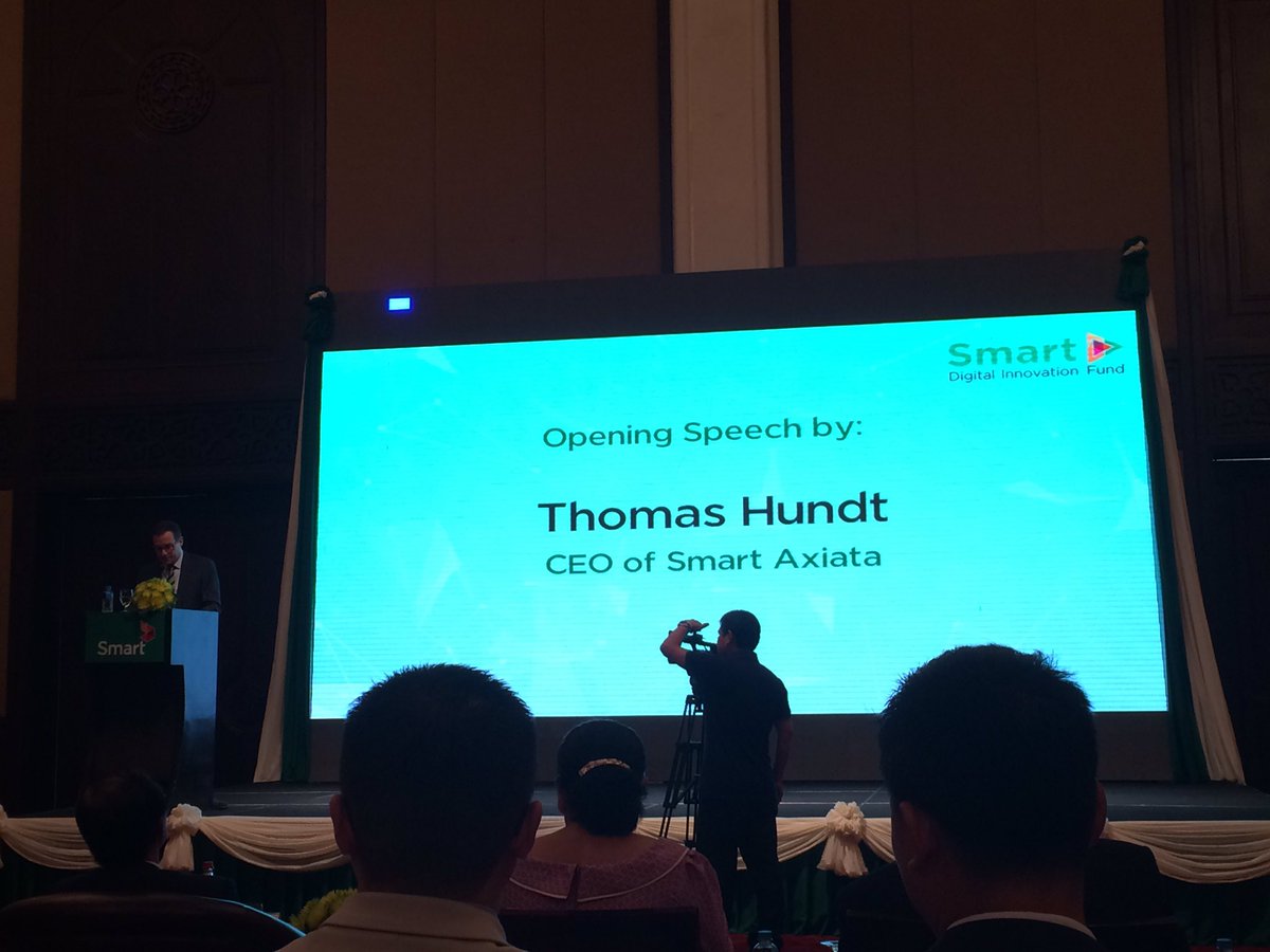 AlbertoCremo's tweet photo. Thomas Hundt, CEO of Smart Axiata announcing the launch of a 5M usd fund for digital ventures 4 #cambodia @hubphnompenh @LiveSmart @axiata https://t.co/nVsgZrgSKD