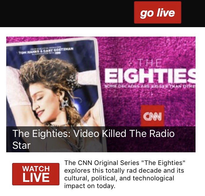Interesting marketing of CNN's "The Eighties". Look's like "Video Killed The Radio Star" defined a generation. Nice job <a href="/asiageoff/">Geoffrey Downes</a>