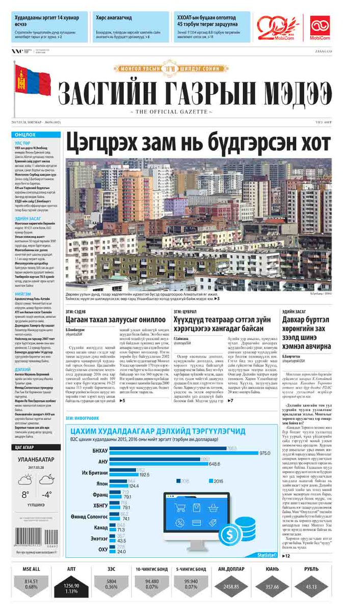 Засгийн газрын мэдээ сонины өнөөдрийн дугаарт: #хоттөлөвлөлт #цагаантахал #театр #хөрсанагаагчид #ХХОАТбуцаалт
>ubinfo.mn #ЗГМ