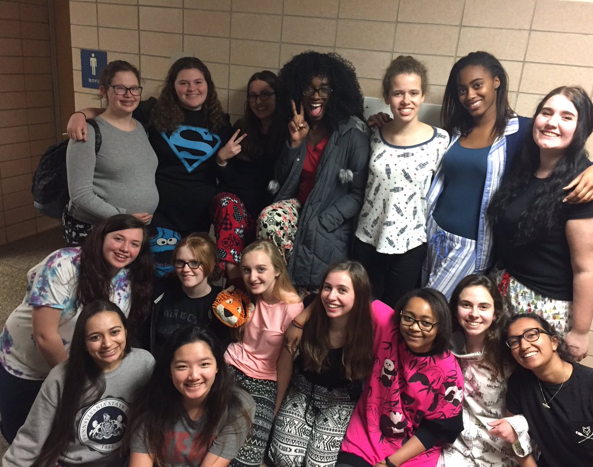 Spirit day? On a Monday? Time for some #pjs! #OpeningNight is this Thursday at 7PM at #umahs! Come support this sleepy cast of #addamsfamily