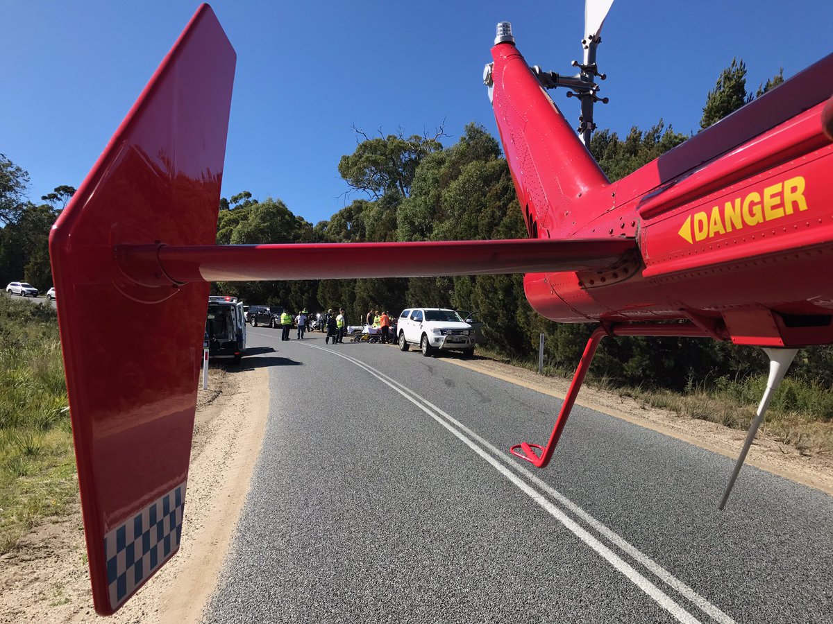 WestpacRSQTAS's tweet photo. Motorcycle accident at Bicheno. Transported two patients to hospital. #24hours #365days #wewillbethere https://t.co/CLxEzEaKa3