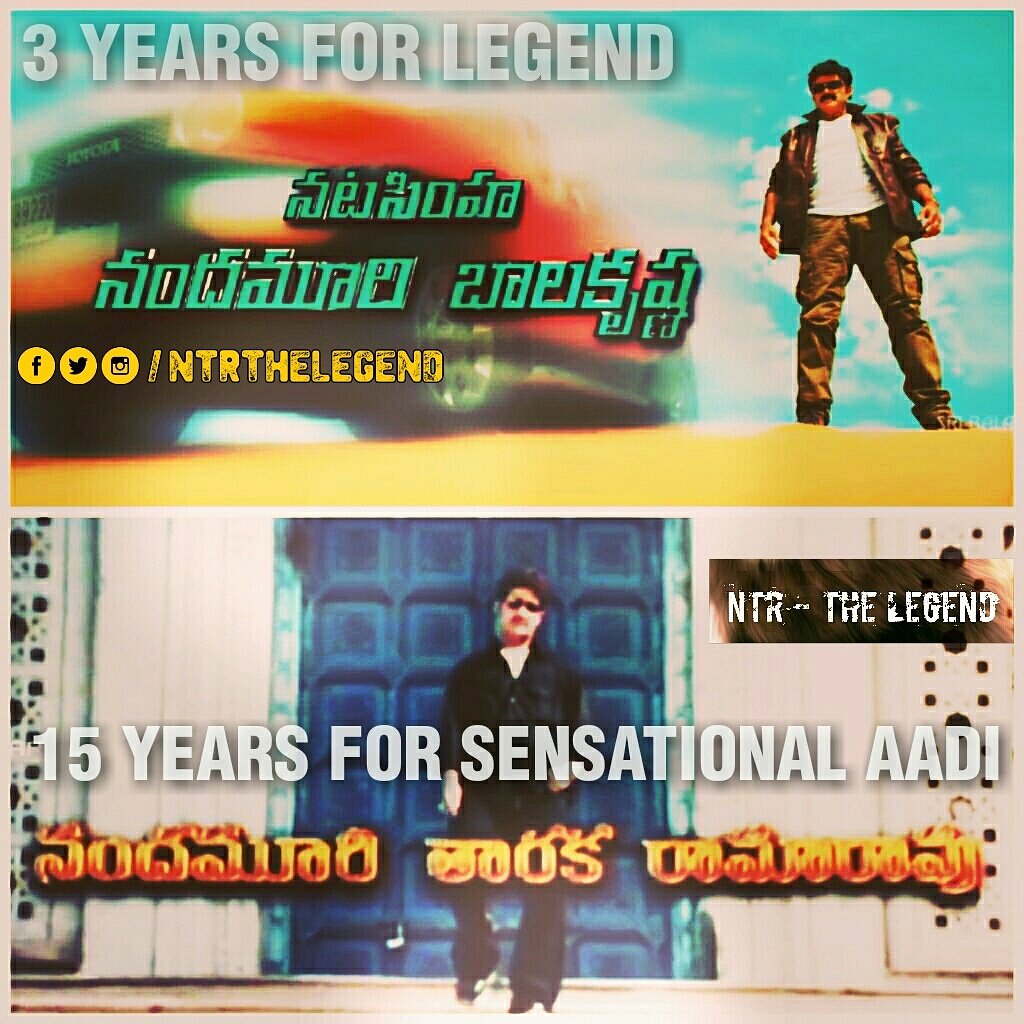 NTRTHELEGEND's tweet photo. #3YearsForLegend 
#15YearsForSensationalAADI 
@tarak9999 @manabalayya https://t.co/ackoek7Y6W