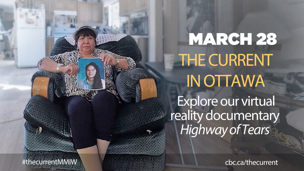 TheCurrentCBC's tweet image. Drop in at @CanMusHistory to view @TheCurrentCBC VR Highway of Tears 5:30-6:30pm #thecurrentMMIW #Ottawa
cbc.ca/1.4023058