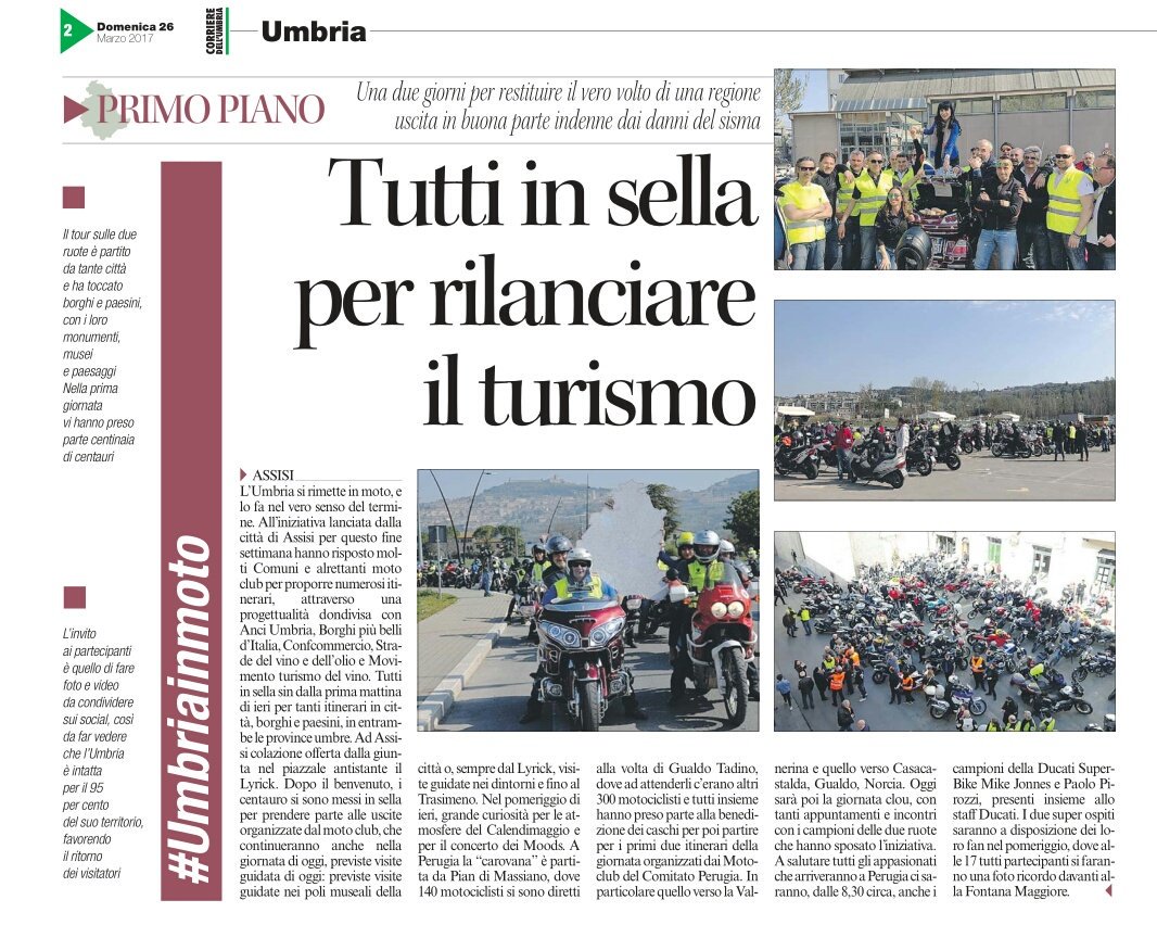Vadodifritto's tweet photo. Grazie ancora al @CorriereUmbria per la copertura che sta dando ad @UmbriaMoto Anche grazie alla stampa locale L'Umbria si rimette in Moto! https://t.co/fo3aMW1Du3