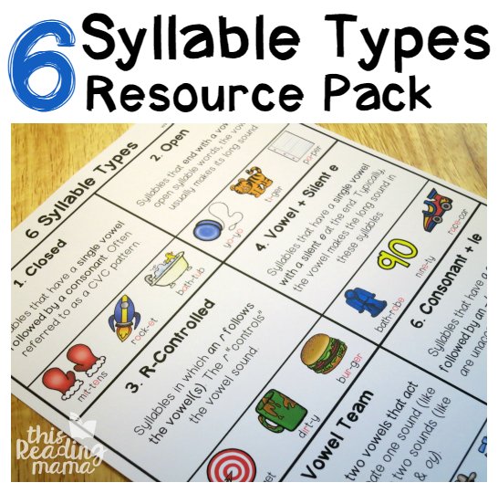 thisreadingmama's tweet photo. 6 SYLLABLE TYPES RESOURCE PACK: Free resources for teaching the #6syllabletypes! https://t.co/JMl6pVFyTz https://t.co/z4awezv37X