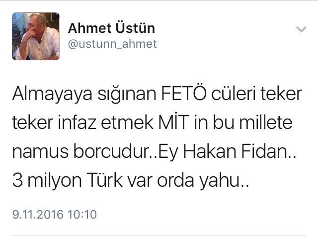 yagizefe's tweet photo. Erdogan supporter: The Turkish national intelligence organization must assassinate members of the Gulen Movement in Germany https://t.co/uSo5y44prZ