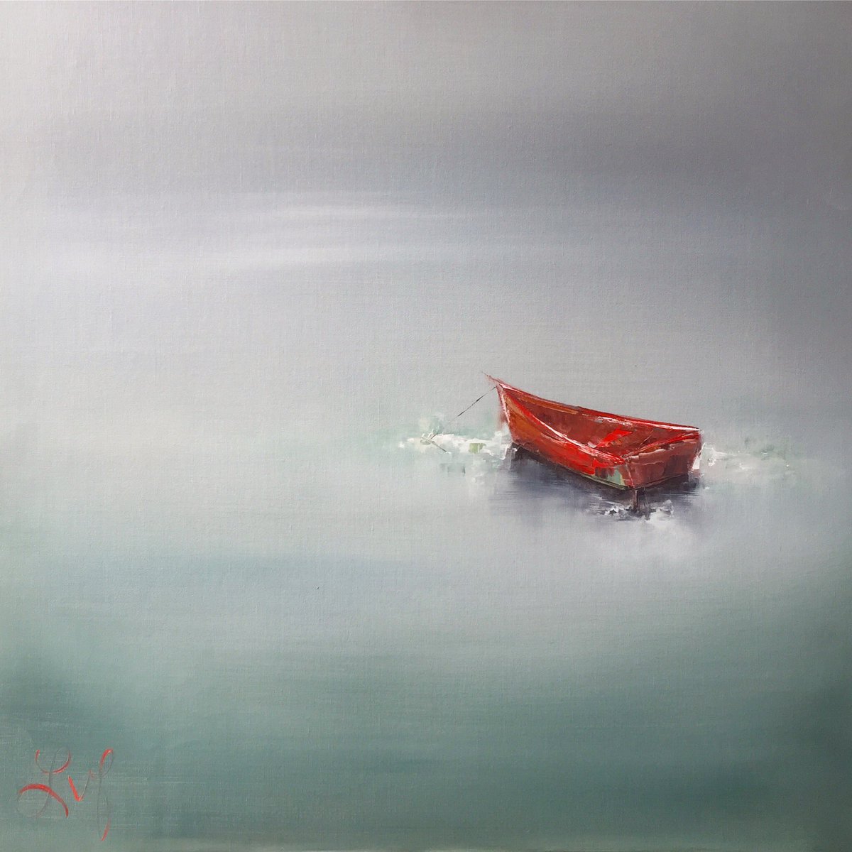 vanfossanart's tweet photo. New work by Leigh Ann Van Fossan! 'Waiting', oil, 34x34" info@lavfineart.com #boat #fineart #artcollector #painting https://t.co/WL570eERah