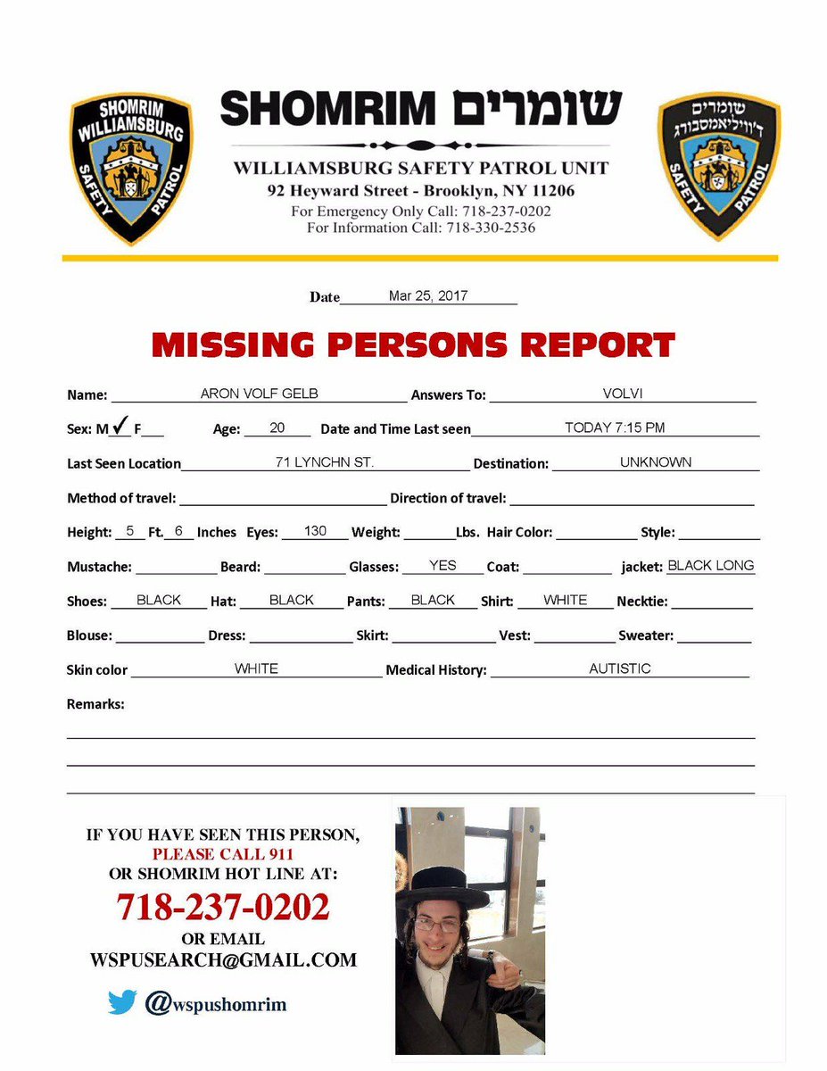FlatbushShomrim's tweet photo. #MissingPerson alert @WspuShomrim is holding a search for a special category missing info in flyer please retweet and forward https://t.co/6oUwHS7PHZ