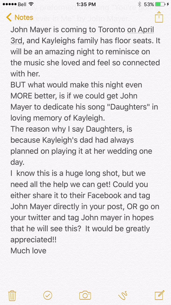 oliviajmac31's tweet photo. @JohnMayer hey John, have you seen our tweets?! Dedicate Daughters 2 Kayleigh shannon April 3rd!!!💞💞 https://t.co/Jaq2VF3ria