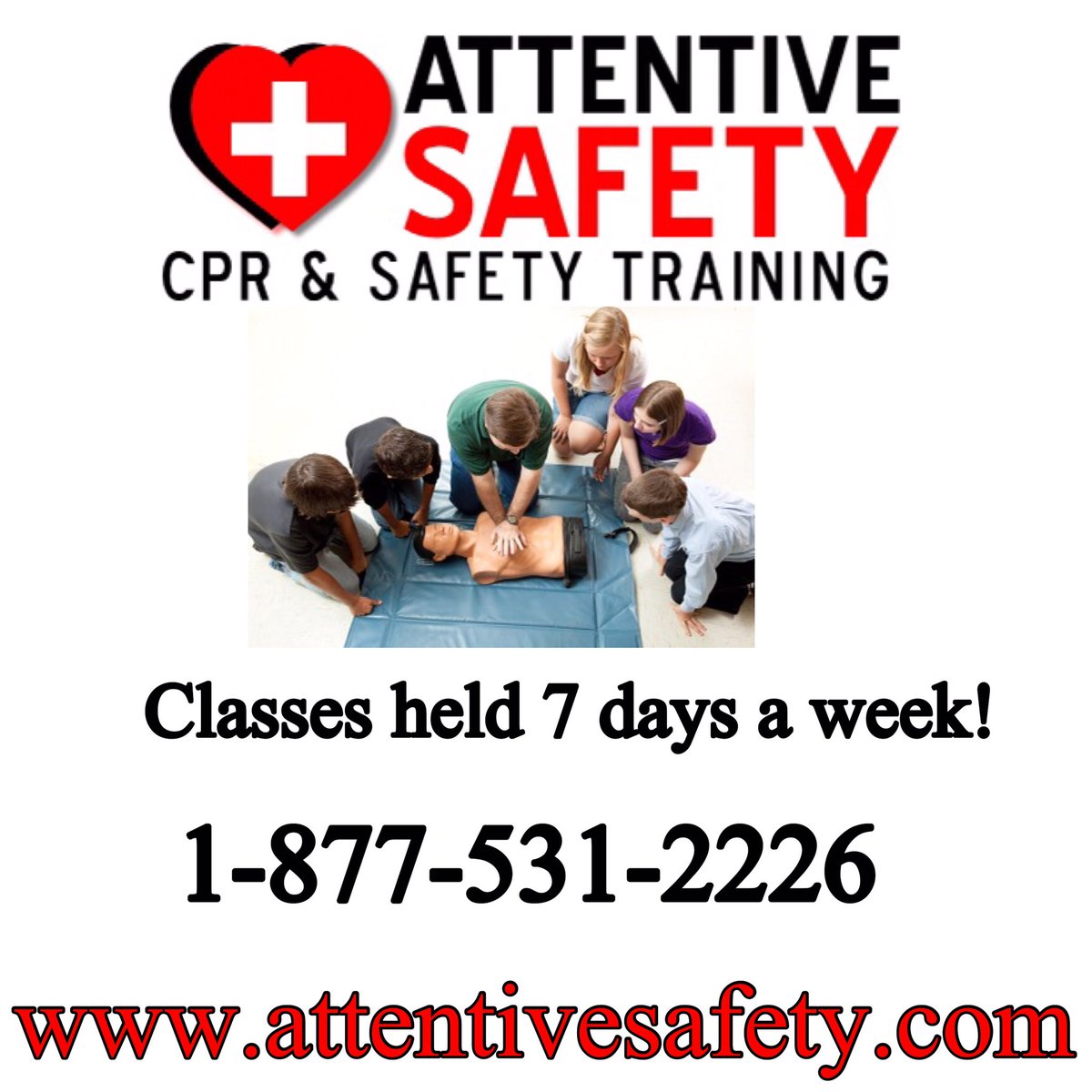 AttentiveSafety's tweet photo. Learn CPR. You could save a life! Classes held daily at Attentive Safety #CPR and #Safety #Training https://t.co/D3Gzg9PRPP