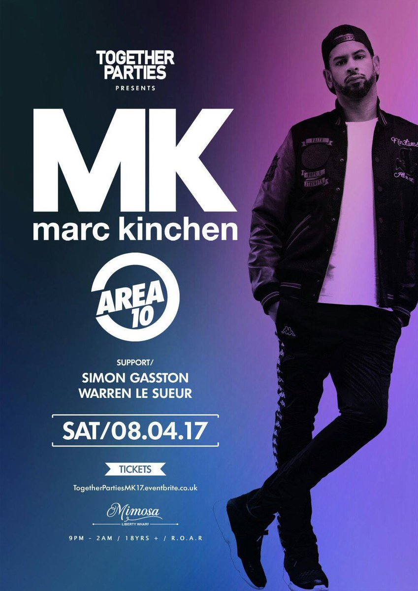 Next event at <a href="/MimosaJsy/">Mimosa</a> we welcome <a href="/MarcKinchen/">MK (Marc Kinchen)</a> (Area 10) Sat 8th April 
Tickets: togetherpartiesmk17.eventbrite.co.uk 
#togetherparties #jerseyci 🇯🇪