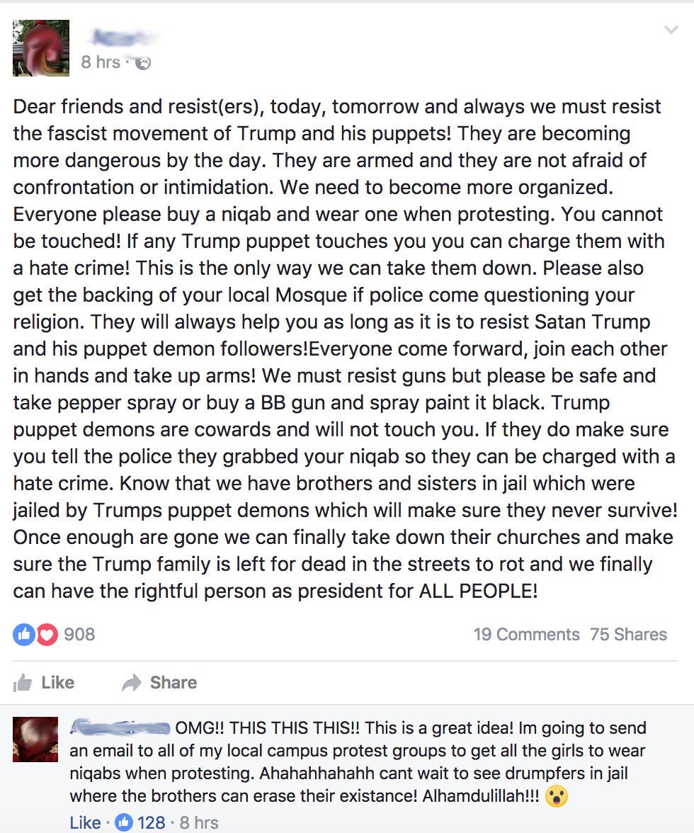 BreakFreeFromPC's tweet photo. Anti-Fascists want an elected President to be overthrown &amp; left for dead in the streets. These people ARE the fascists. #Trump #Antifa https://t.co/zcXpNvKarL