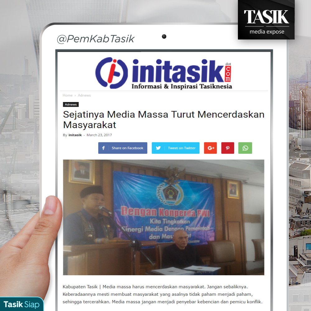 PemKabTasik's tweet photo. 23 Mar 2017 | Sejatinya Media Massa Turut Mencerdaskan Masyarakat | https://t.co/7QbQZklqal https://t.co/PVxYrIEbbC #TASIKMEDIAEXPOSE https://t.co/VxpN4HrnAQ