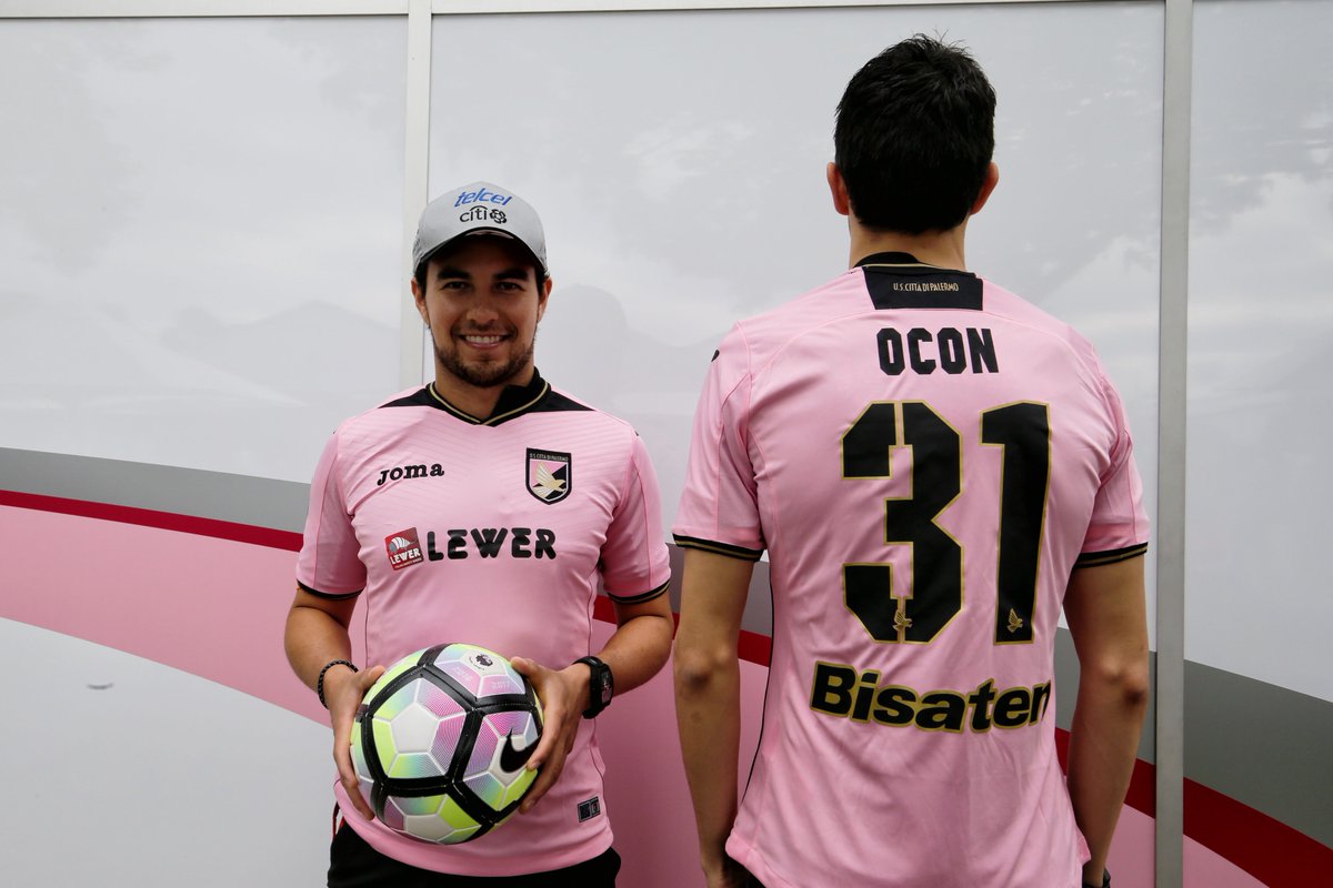 palermocalcioit's tweet photo. La @ForceIndiaF1 è #rosanero! E complimenti per le maglie @SChecoPerez, @OconEsteban 😊 

Qui la photogallery https://t.co/s3DtlM85Yj https://t.co/lE5fvYz7DO