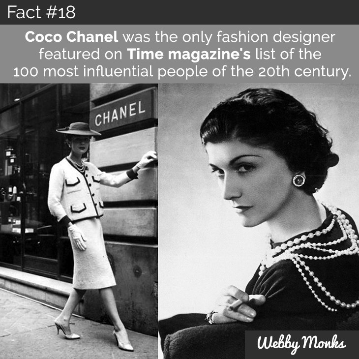 Megan Monks on X: Coco Chanel was the only fashion designer featured on  Time magazine's list of the 100 most influential people of the 20th  century. @CHANEL  / X