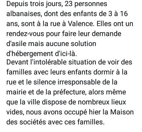 SectionROSA's tweet photo. Le maire de Valence @NDaragon et le @Prefet26 mentent et envoient la police mettre des enfants à la rue, RT s'il vous plaît ! https://t.co/9fhQ2jQ5nc