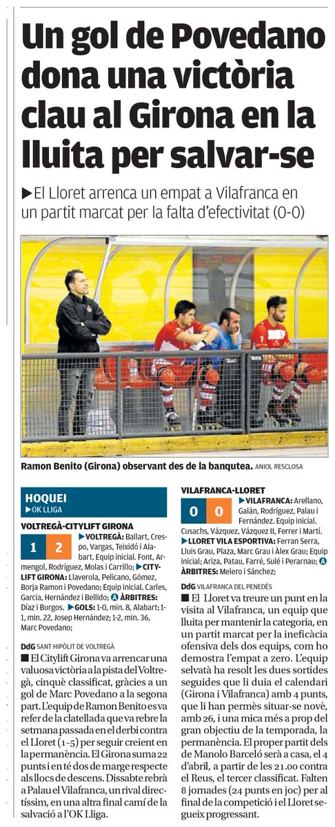 som_dhoquei's tweet photo. "Un gol de @Marcpove dona una victòria clau al @GironaCH en la lluita per salvar-se": https://t.co/exUYqVcrRJ (via @DiarideGirona) #OKlliga https://t.co/3iHE9ecNnP