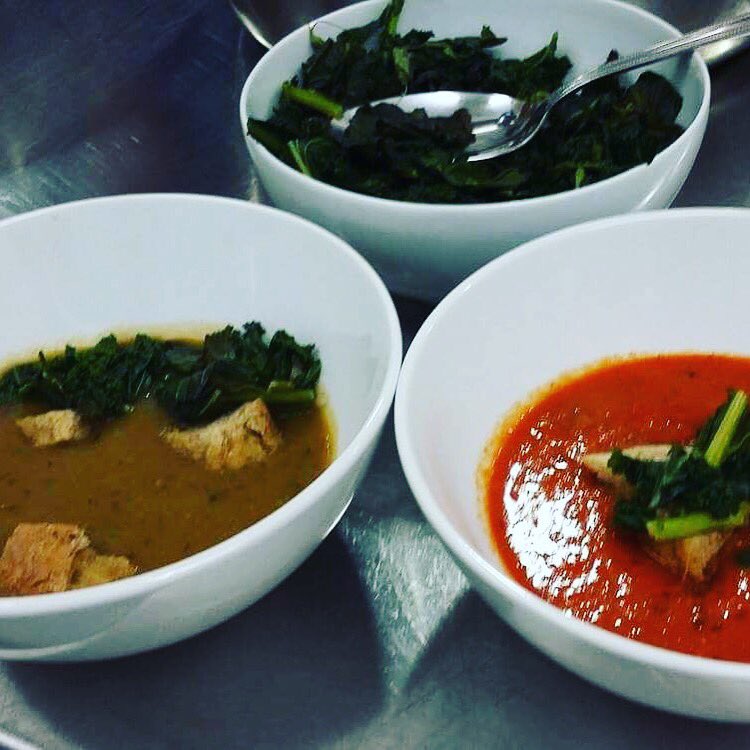 FoodCycleCamb's tweet photo. #twosoups for yesterday's lunch - roasted red pepper and bean made by our #volunteers or smoky aubergine donated by the wonderful @WOUPSOUP https://t.co/egcWCmjDIS