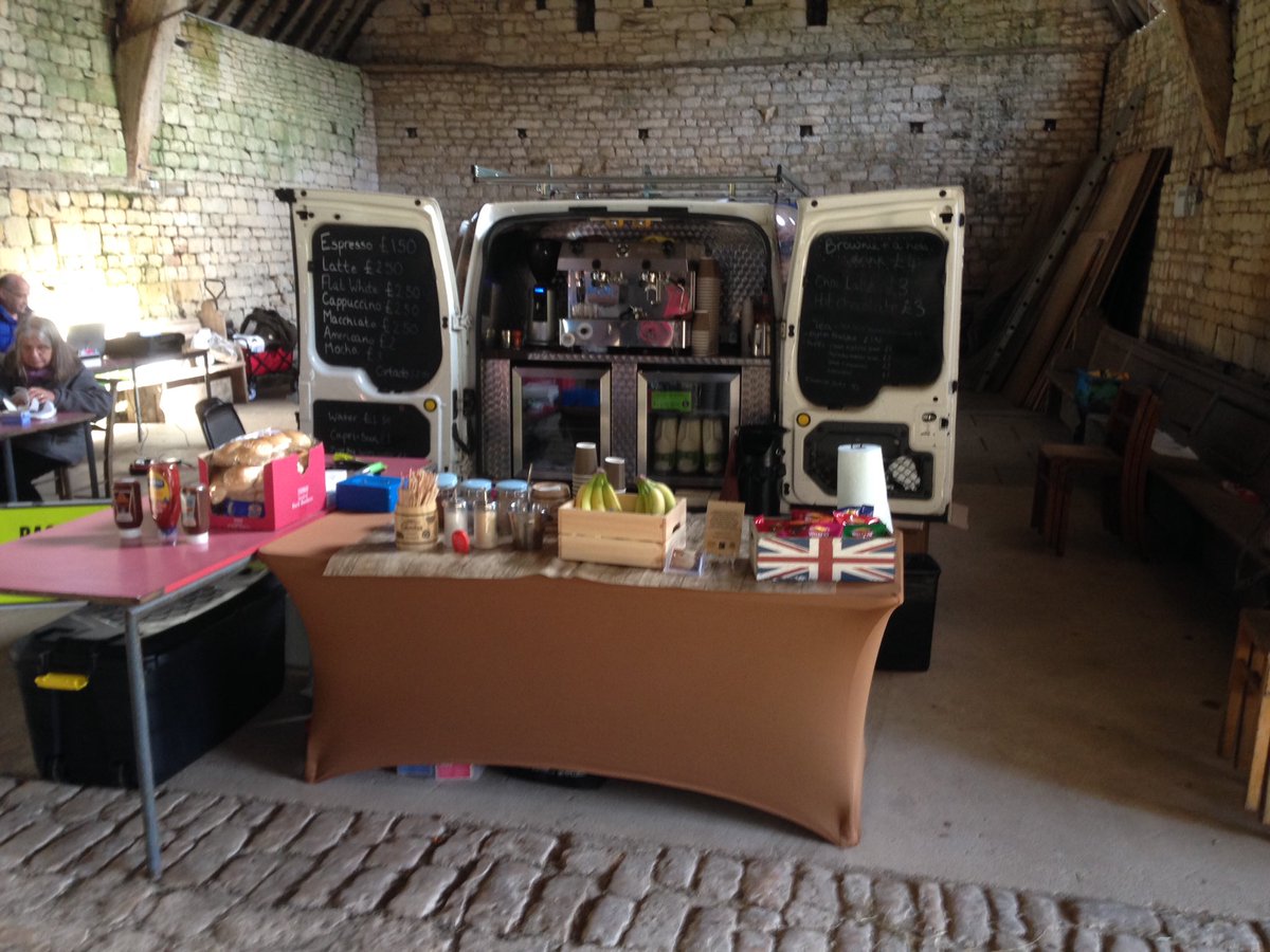 KingShotsCoffee's tweet photo. We have converted the beautiful barn at #PostlipHall into a #coffee and bacon station for the #Cleevewold race #running #event #Cheltenham https://t.co/Z5L8VNBnI1