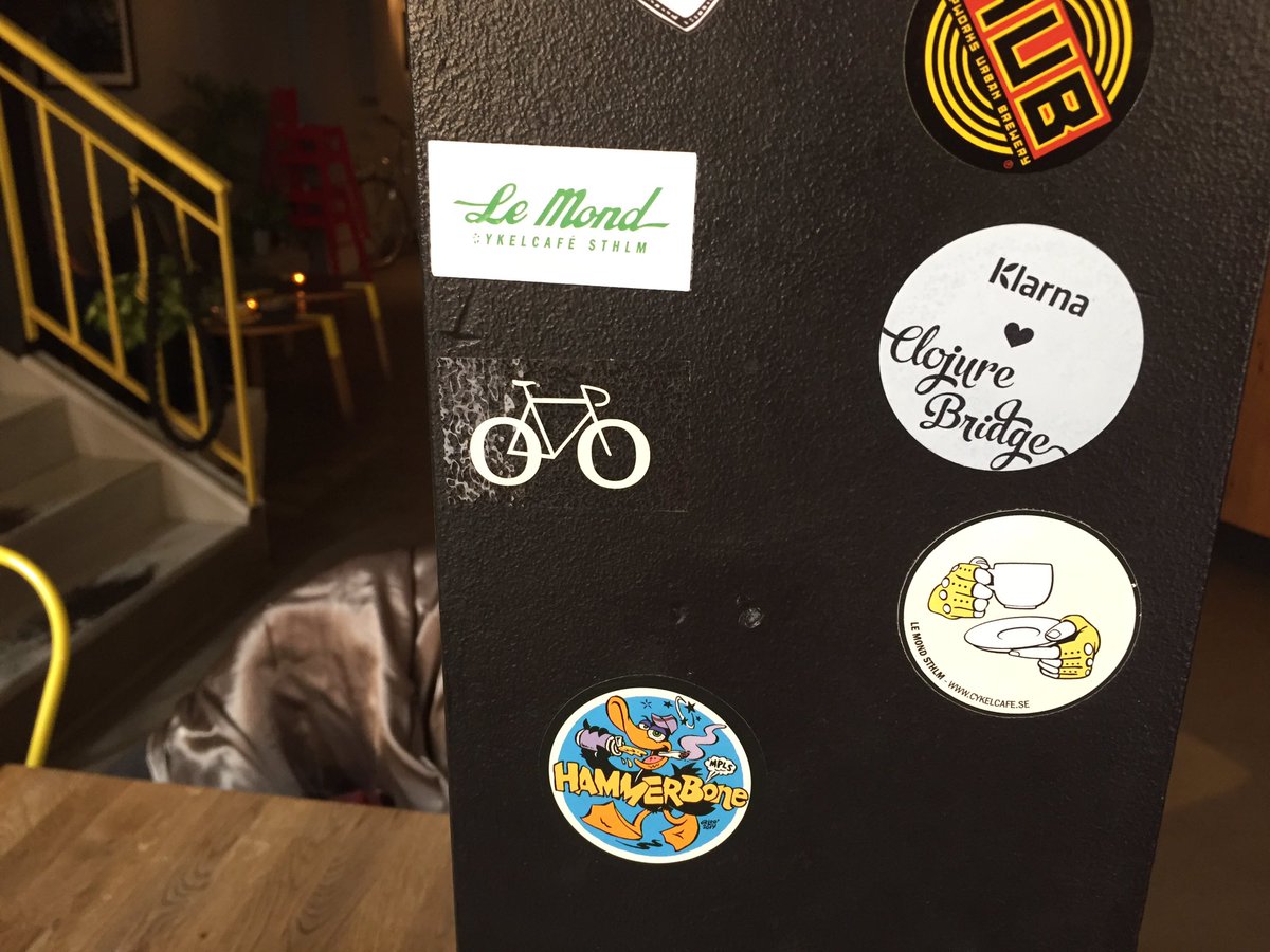 ClojureBridgeSE's tweet image. Our sticker is in Cafe Le Mond Sthlm!! #passion #cycling #Clojure #ClojureBridge