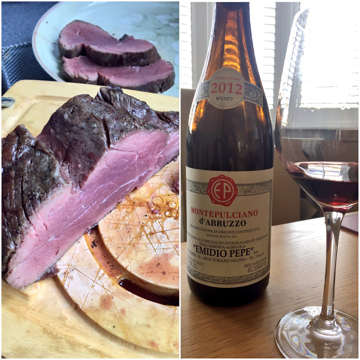 Ali Finch (@finchyface) on Twitter photo Chateaubriand from <a href="/GingerPigLtd/">The Ginger Pig</a> accompanied by #Montepulciano courtesy of <a href="/EmidioPepe/">Emidio Pepe</a> for #MothersDay Chateaubriand from <a href="/GingerPigLtd/">The Ginger Pig</a> accompanied by #Montepulciano courtesy of <a href="/EmidioPepe/">Emidio Pepe</a> for #MothersDay