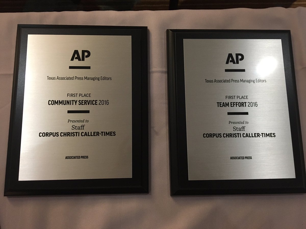 MaryAnnBeckett's tweet photo. Two first place wins for @callerdotcom for community service and team effort in two series- #BehindBrokenDoors and #DemocracyAtRisk #TXAPME https://t.co/hFPVn48kTx