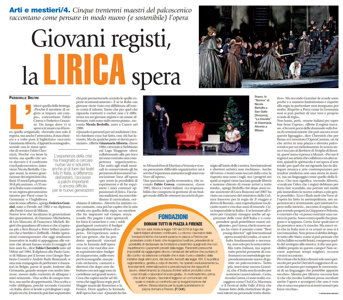 Su <a href="/Avvenire_NEI/">𝐀𝐯𝐯𝐞𝐧𝐢𝐫𝐞</a> racconto la nuova generazione di #registi della lirica <a href="/GAliverta/">GianmariaAlivertaDir</a> <a href="/BerloffaNicola/">nicola berloffa</a> <a href="/fedegraz/">Federico Grazzini</a> @FabioCeresa1 #fabiocherstich