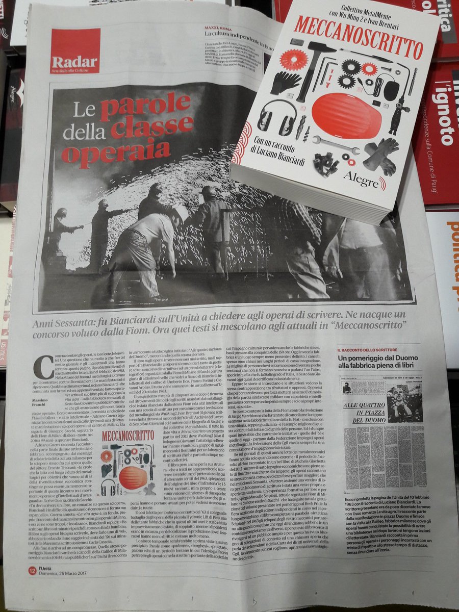 Su <a href="/unitait/">l'Unità</a> la recensione di Meccanoscritto di <a href="/MassimoFranchi/">Massimo Franchi</a> e la pagina originale col racconto di Bianciardi | @Wu_Ming_Foundt