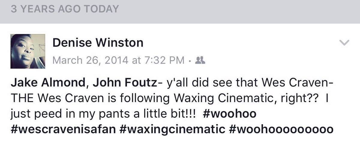 WaxingCinematic's tweet photo. @thedenise999 @johnfoutz @jakealmond :) #WesCraven #RIP https://t.co/2jb3rUEh5G