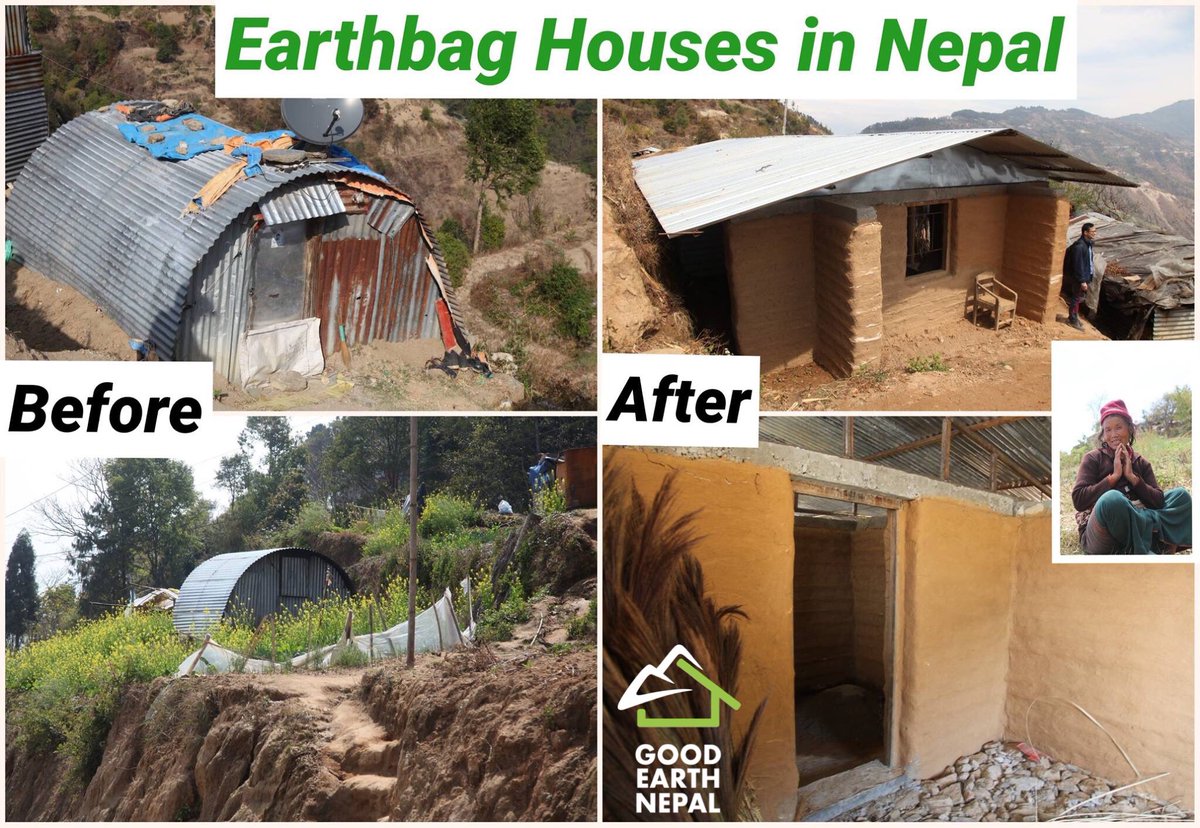 GoodEarth_Nepal's tweet photo. Rebuilding houses using #earthbag technology and teaching local communities to help themselves https://t.co/zDuTR3yzX7
