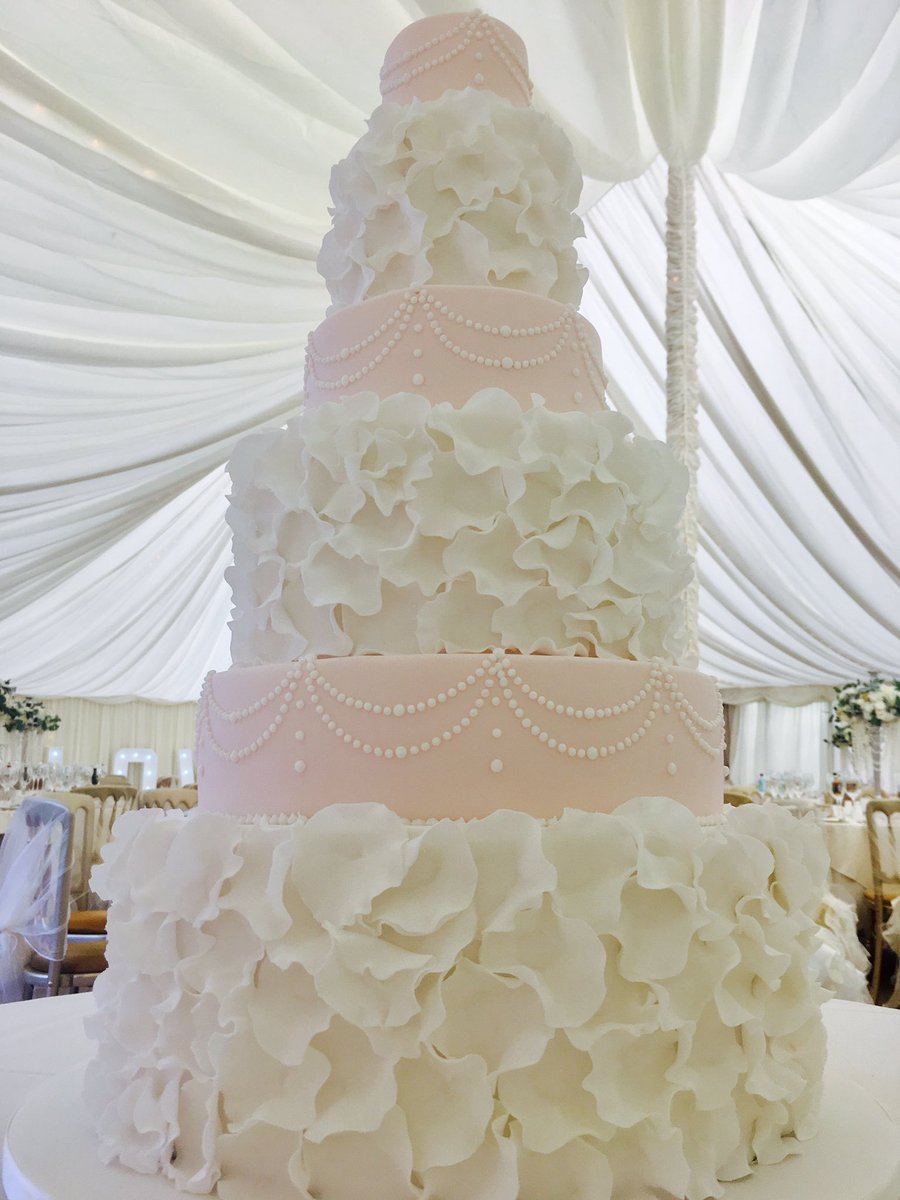 Blush tones &amp; soft sugar petals based on a design by Hall of Cakes #weddingcake #bridetobe #wedding #cake #love