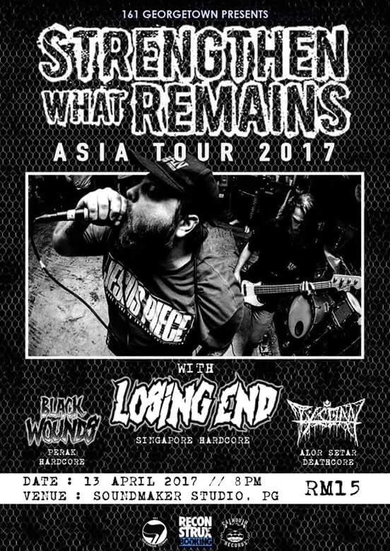 Jenn_Thompson's tweet photo. #PENANG April13, 2017 #StrengthenWhatRemains ASIA TOUR X @LosingEndHC 8pm #SoundmakerStudio also ft. @blackwoundsmy @TysonnBand https://t.co/cxfnZmgM4z