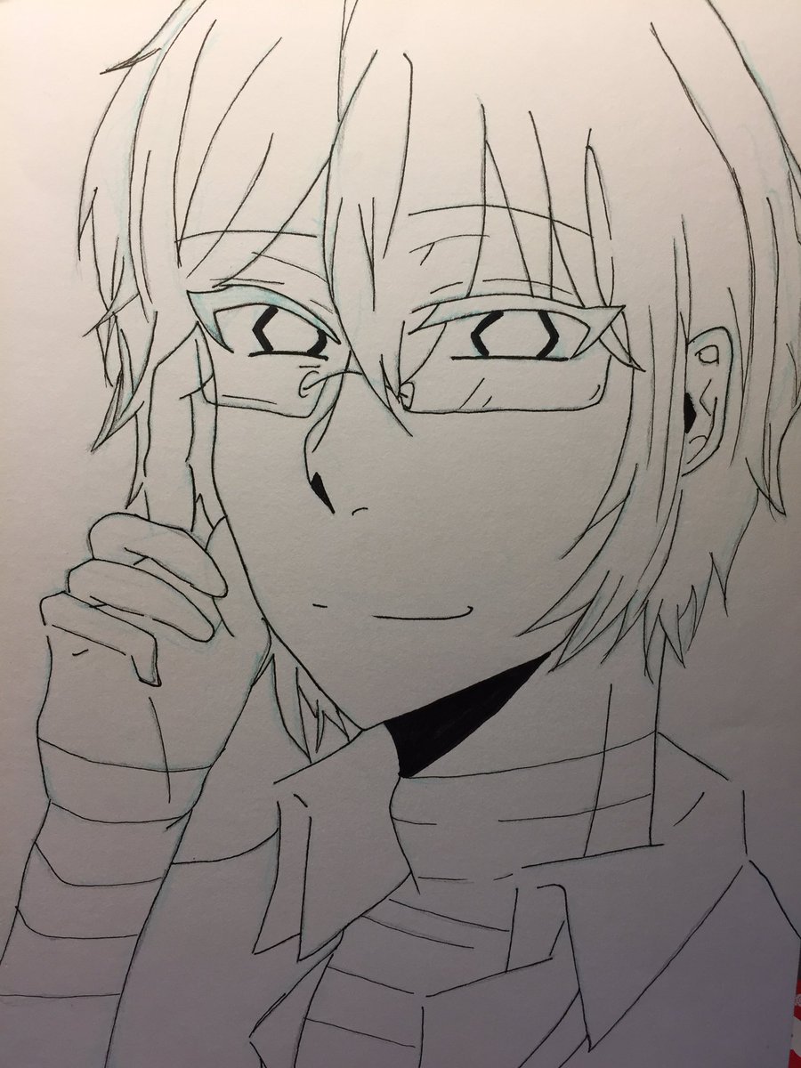rain_hika's tweet photo. #文スト太宰版深夜のお絵描き60分一本勝負
色塗りとか出来たらやりたいなぁ… https://t.co/zPjJEFsJrj
