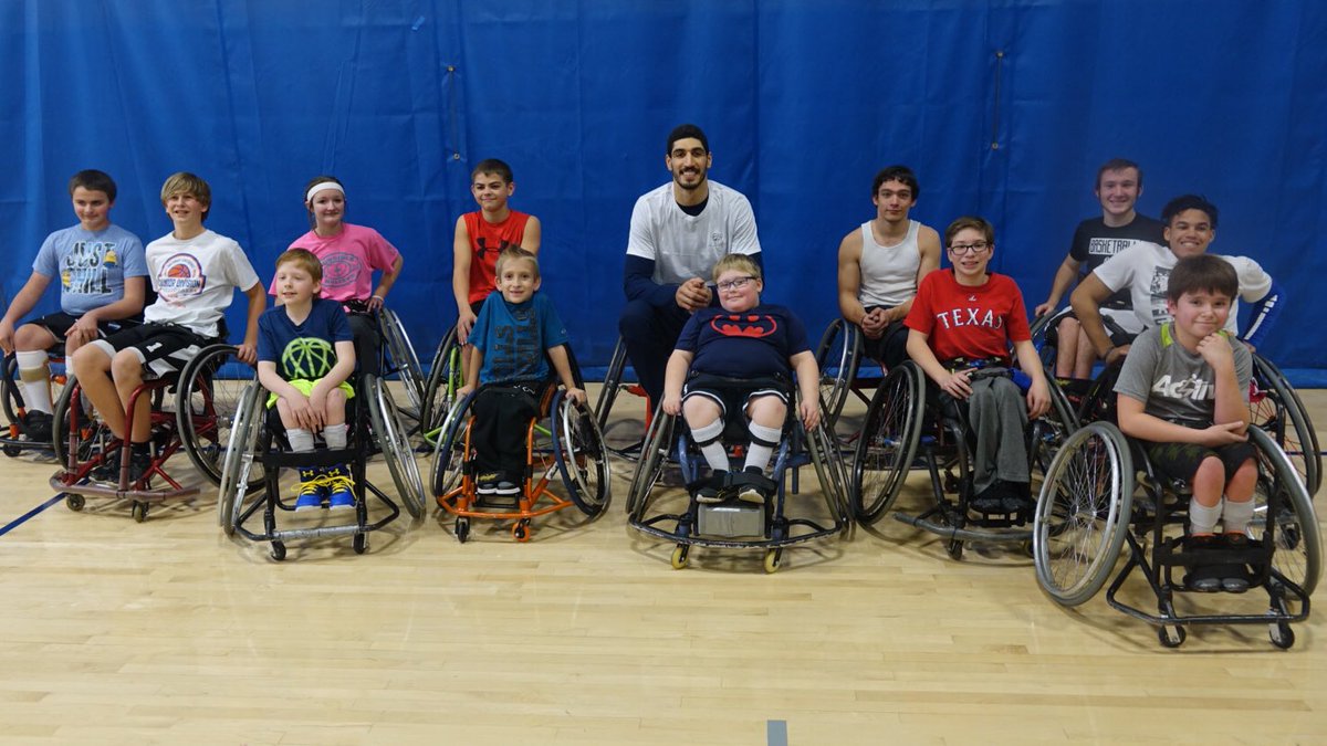 okcthunder's tweet photo. Enes Kanter gets inspired by wheelchair hoopsters! Watch this from his recent day with @OKASAsport https://t.co/EKh0xnx36p https://t.co/ANj5zXVJps