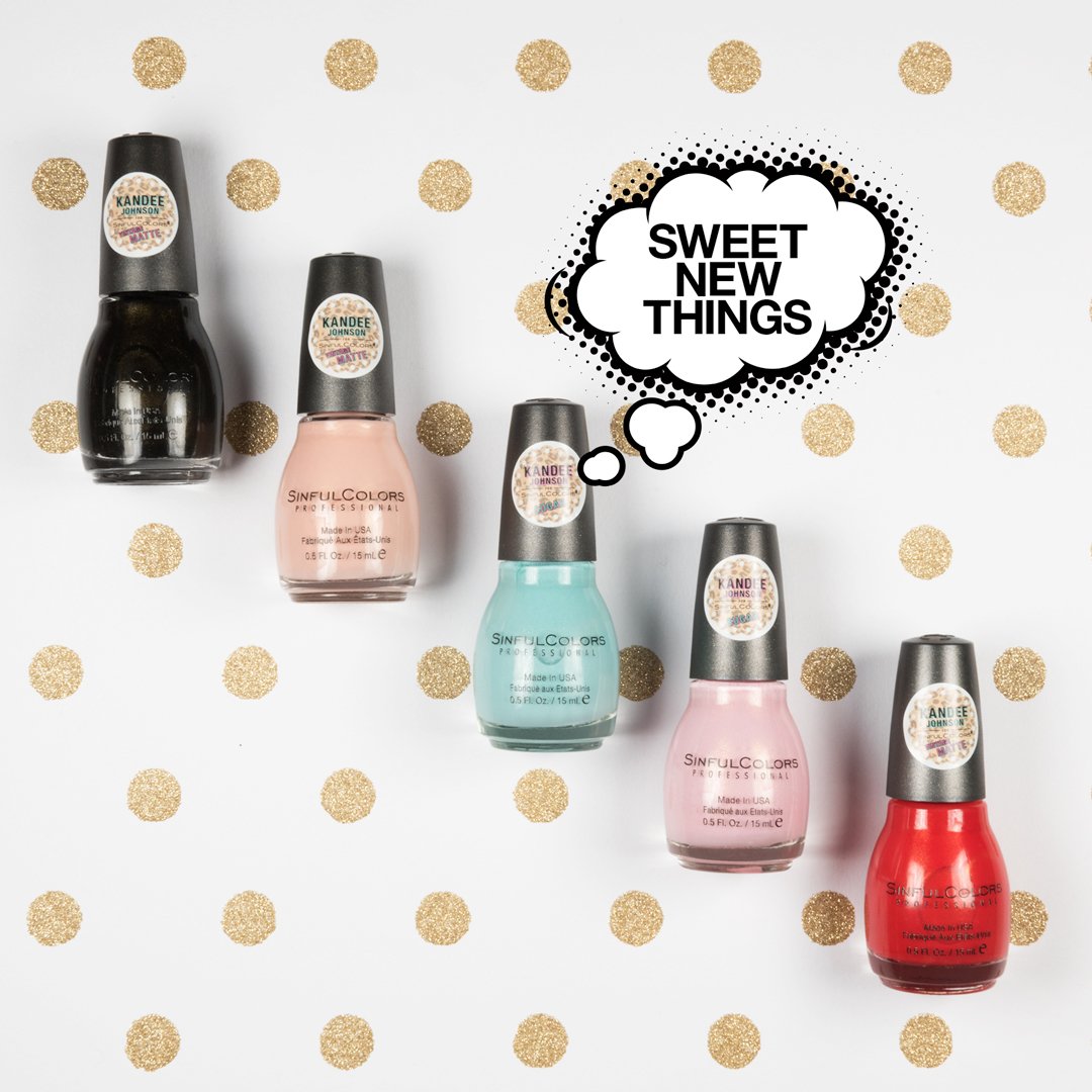 SinfulColors's tweet photo. NEW #SCKandee shades now available @Walmart & @Walgreens ๐ Have you seen them? #CherryOnTop #PeachesNCream #PinkSugar #MintSugar #Licorice https://t.co/wye1FxqfKP