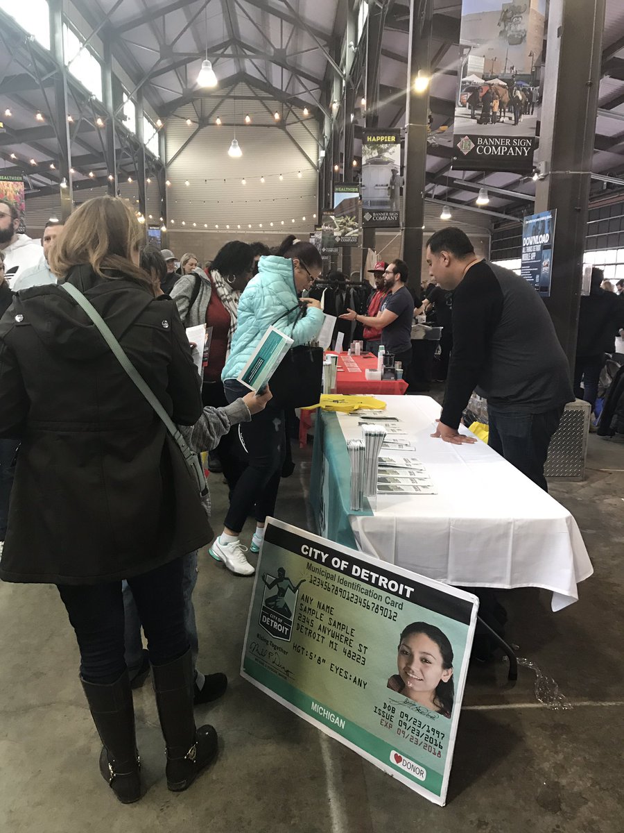 CityofDetroit's tweet photo. We are here @allthings_det with information on the #DetroitID program! Stop by our booth in Shed 5 while you're shopping local! #Detroit https://t.co/2aN5uNgAcx