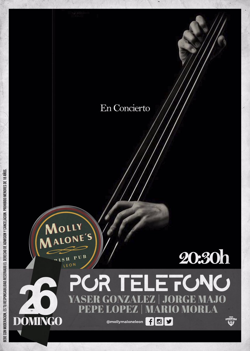 Hoy en los directos del MOLLY 
"POR TELÉFONO"
Con su mejor Directo
20:30h. Con acceso gratuito