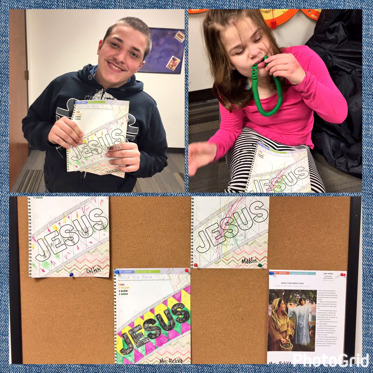 SpeialGifts's tweet photo. Maddie, Colton, and Mrs. Bekka had a great morning learning about Mary, Joseph, and baby Jesus!These guys did AWESOME! #DisabilityMinistry https://t.co/oltV5Ly9W4