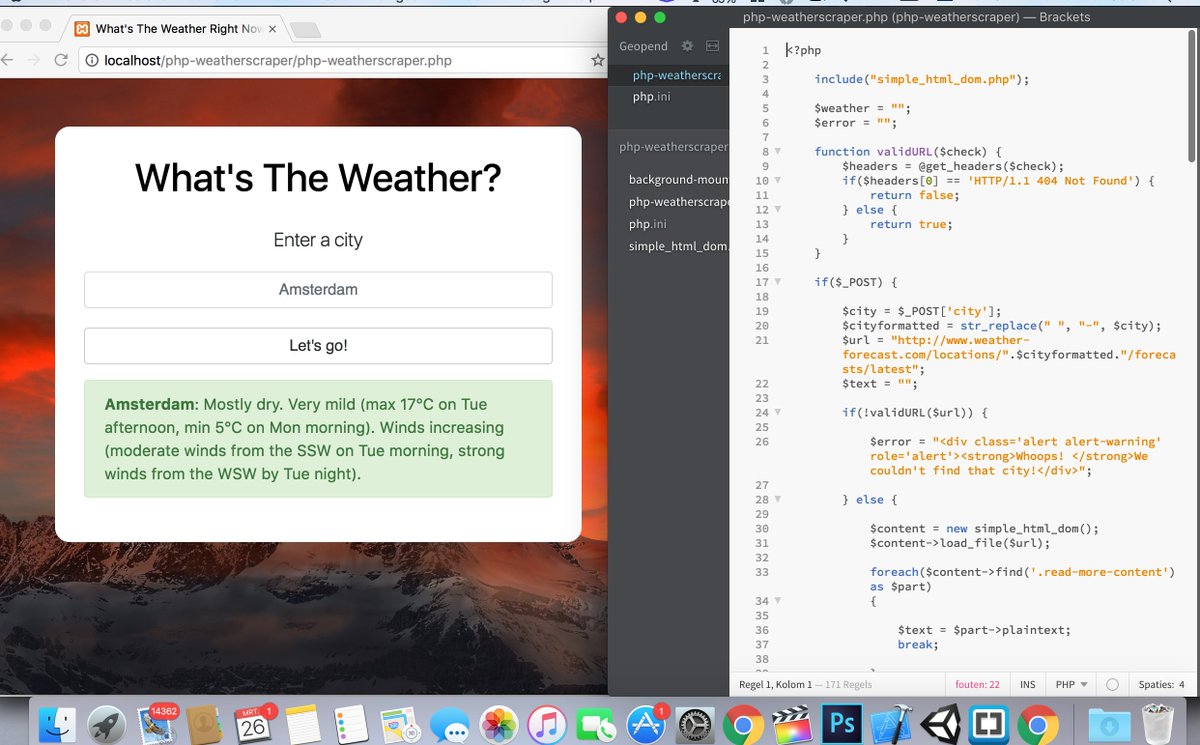 nathanvanjole's tweet photo. Today I build a weather checking website using PHP ๐ #Scraping #WebDevCourse https://t.co/Psh6K7U6IV