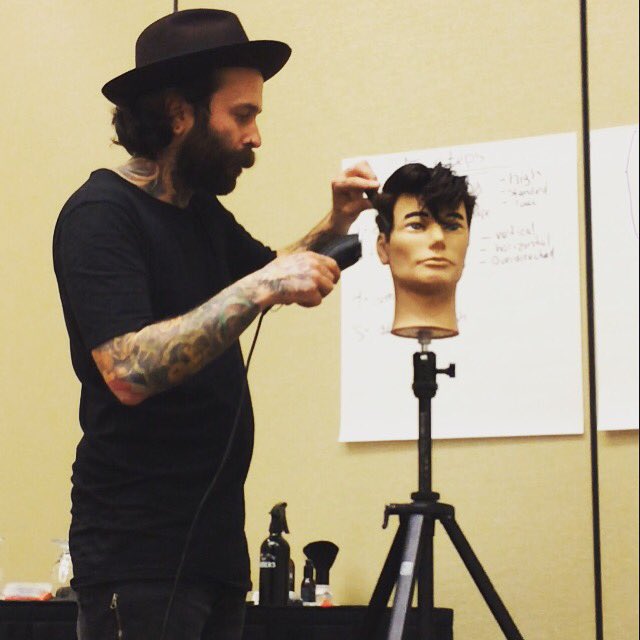 Salon_Magazine's tweet photo. #AmericanCrew all-star educator Pete Goupil showing us how to craft the perfect pompadour at #ABAToronto #barbering #menshair #grooming https://t.co/drfQBWDDYy