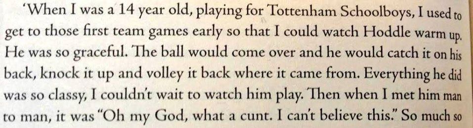 But since we *are* talking about Glenn Hoddle, this bit from Sheringham's autobiography always kills me ...