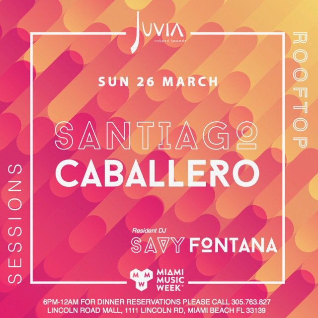We're wrapping up #MiamiMusicWeek with Santiago Caballero tonight. Help us end with a bang by stopping in for great music, tasty bites, an …