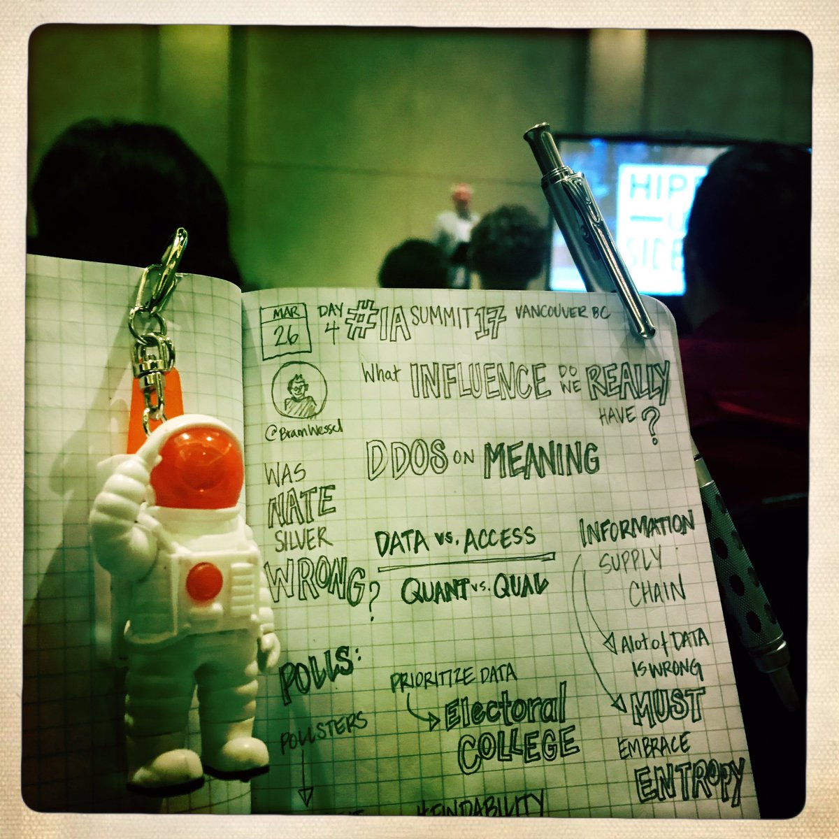 Astridpie's tweet photo. Awesome talk Was #NateSilverWrong? @bramwessel @factorfirm @IAsummit #IAS17 #DDOSonMeaning #Ethic+AI #DesignResponsibility #EmbraceEntropy https://t.co/Y6K4bzNrex