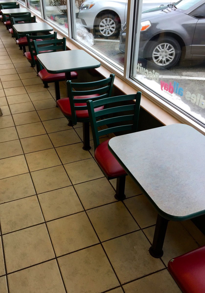 TaracWippp's tweet photo. A row of inadequate chair width for their typically oversized American patrons...Super Size 'em @McDonalds #MindTheChair #ChairSizeMatters https://t.co/RnIcG2vI1Z