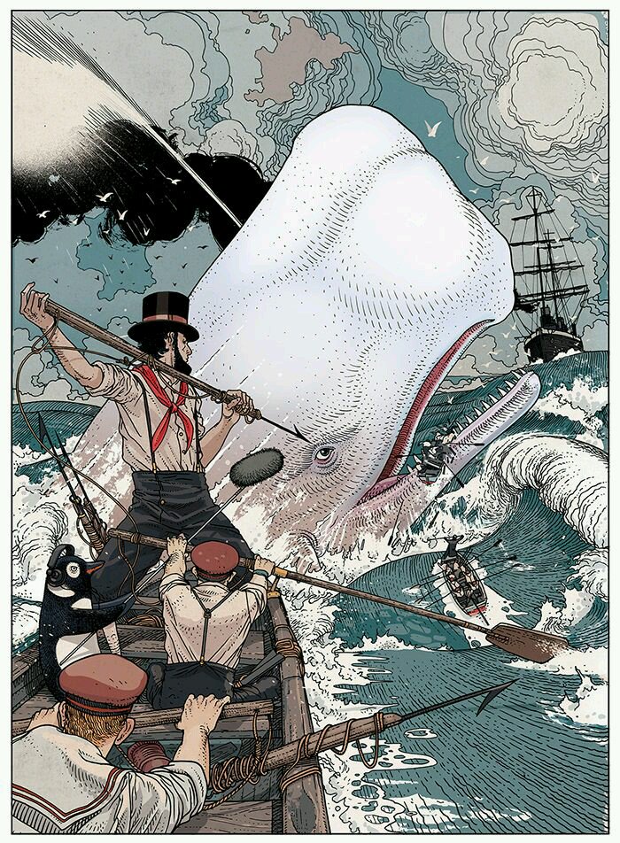 TKerouac76's tweet photo. #MobyDick Art by #JaredMuralt https://t.co/RcFx0VrSaD